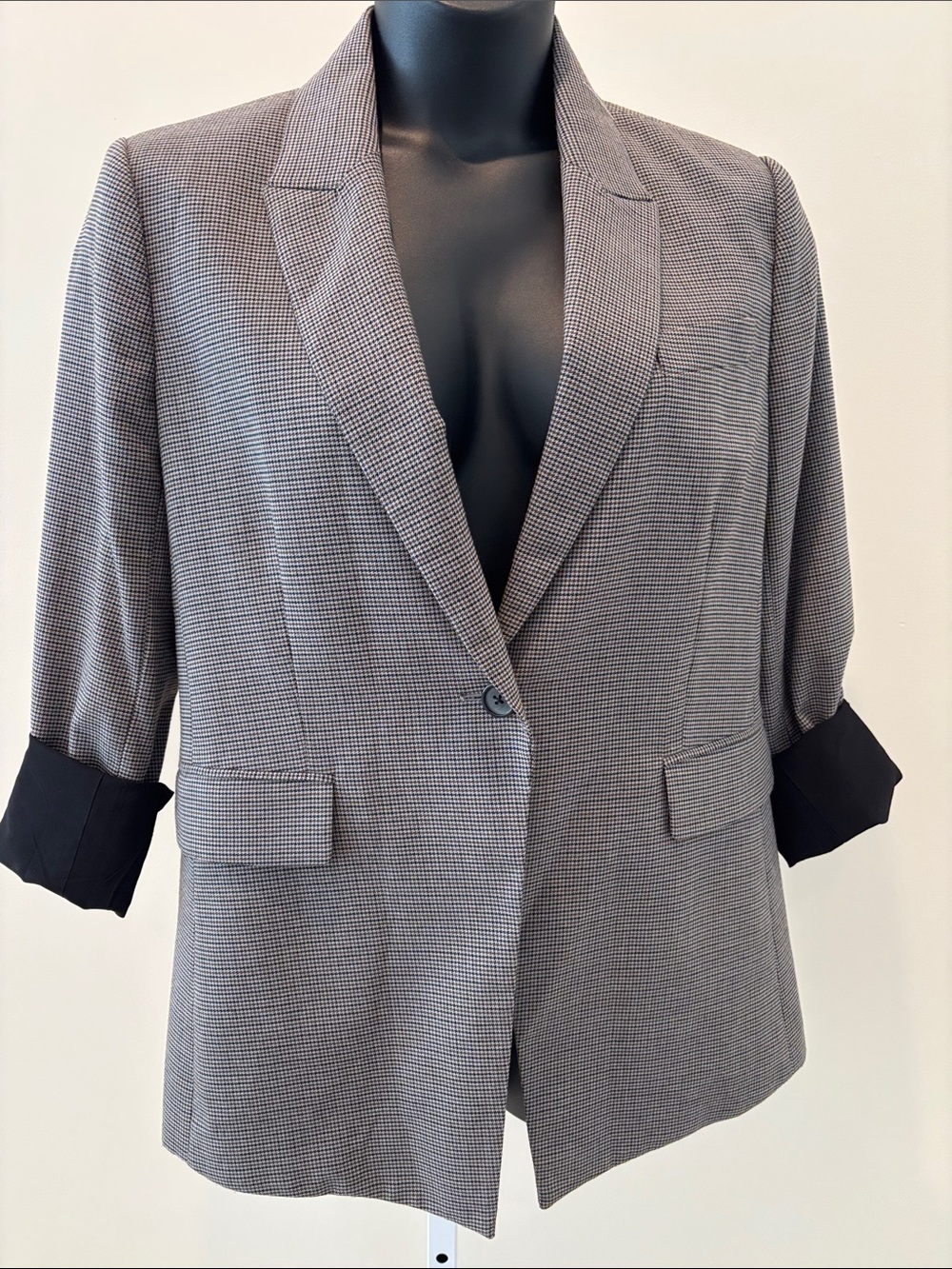 Jessica McClintock Vintage Gray Checked Women's Blazer Jacket